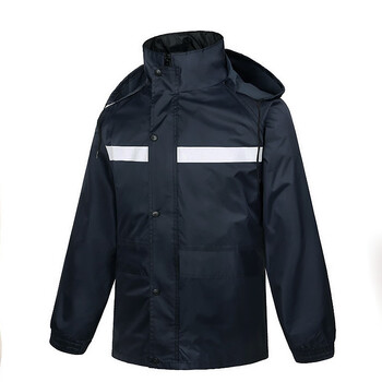 者也 反光雨衣套装 藏青色菱形格加厚骑行外卖防水雨披 XL码 013可定制