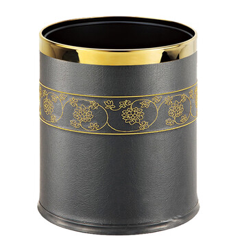 南 GPX-45G 南方多层圆形烤漆垃圾桶 镜金圈 商用酒店宾馆客房不锈钢垃圾桶 果皮桶 房间桶