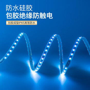 贝工 220V国标高亮灯带 6W/米 室内嵌入式线性灯 户外建筑照明灯带 蓝光 100米