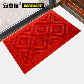 安赛瑞 室外镂空除尘地垫 EVA拼接除尘地垫 拼接式刮泥防滑脚垫 三刷红刷红底 60×75×2.5cm 23322