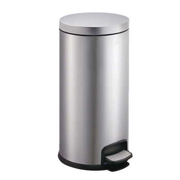 南 SJ30-Y01 南方圆形脚踏桶  砂银钢 商用酒店宾馆客房不锈钢垃圾桶 果皮桶 防指纹房间桶 内桶容量30升