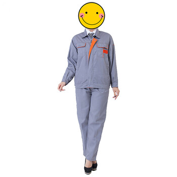 鸣固 长袖劳保工作服套装男女工厂工程服车间厂服工装灰色橘边套装 工作服 190XXXXL