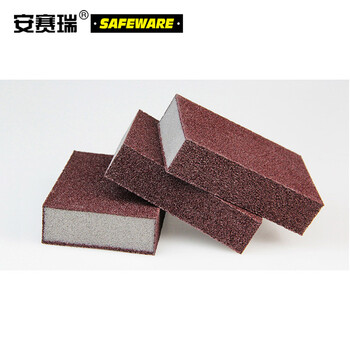 安赛瑞 10483 金刚砂除垢海绵擦（100个装）10×7×2.5cm 工厂学校餐厅食堂用去污除垢魔术擦 洗锅海绵擦