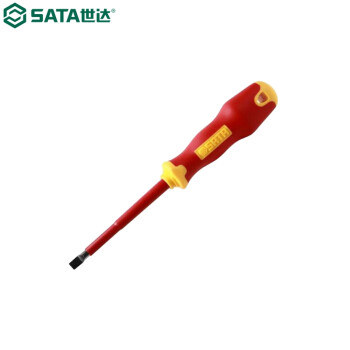 世达（SATA）61323  T系列双色柄一字绝缘螺丝批4x100MM