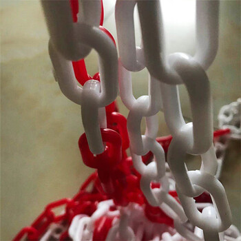 海斯迪克 警示路锥链条 警示柱路障雪糕筒连接件警戒隔离链条 红白25米带2个挂钩 gnjz-1055