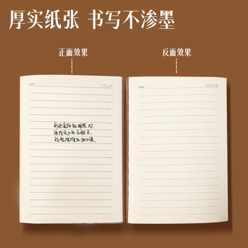 得力（deli）25K/128张单本羊巴皮笔记本子加厚皮面本记事本办公用品 棕色BP149
