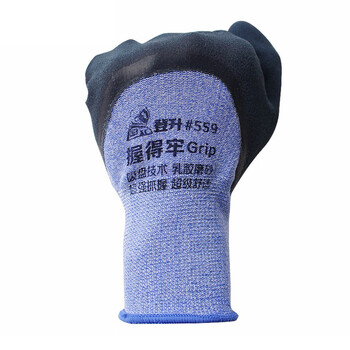 登升 559握得牢浸塑纱线手套 涤纶乳胶浸胶舒适透气防滑耐磨胶手套 定做 12双/打