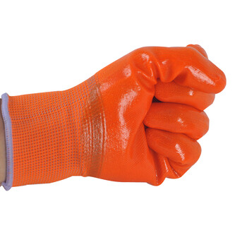 牛郎星手套 涂胶PVC半挂劳保手套胶皮手套防滑耐磨 P538 桔纱桔 均码