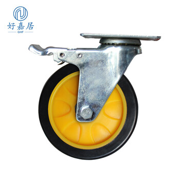 好嘉居车轮静音脚轮脚轮推车轮子平板车轮车轱辘耐磨拖车轮耐磨PVC4寸万向轮