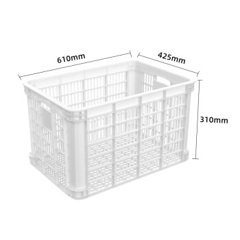 百金顿 加厚大号塑料筐 长方形工厂用周转筐 运输周转箱 快递筐子 白色 筐外610*425*310mm