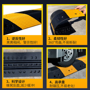 百舸 橡胶减速带 加厚斜坡缓冲带 公路道路面坡道汽车限速垄 波浪型升级款100*32*5cm