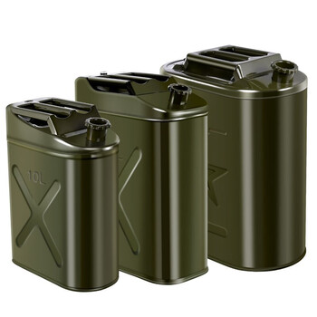 盛富永 加油桶汽油桶 卧式油桶 大铁皮柴油壶罐 摩托汽车备用油箱 铁盖扁桶+油管立式5L