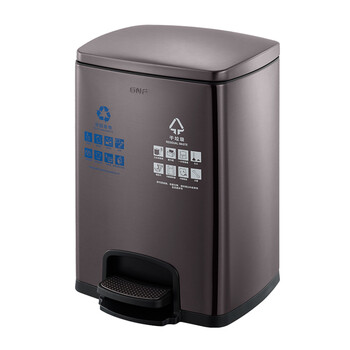 南 SJ20-F01F 南方方形脚踏分类桶 黑金 20L容量 酒店商场分类垃圾桶 带盖果皮桶 不锈钢大号垃圾桶