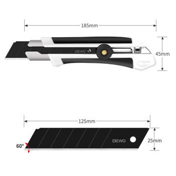 德稳（DEWO）DW500 重型切割美工刀 25mm全钢重型工业用大号美工刀 墙纸刀 多用途切割刀 10把