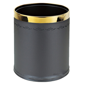 南 GPX-45F ；南方圆形双层镂空花房间桶 紫荆花镜金圈黑色 商用酒店宾馆客房垃圾桶 果皮桶 房间桶