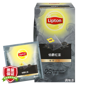 立顿Lipton  红茶  原叶茶叶伯爵红茶三角茶包袋泡茶下午茶调味茶1.8g*25