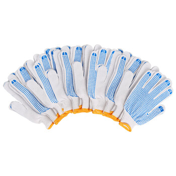 坚冠 劳保点胶手套加厚耐磨 通用白线手套防护手套 高密度工地工作手套 劳防用品定制 12双装