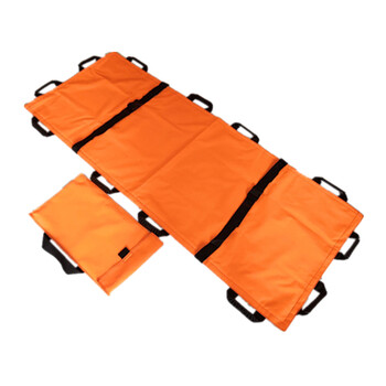 海斯迪克 可折叠急救担架 软担架简易布担架可上下楼医院担架加固 12把手绿迷彩（含手提包）HKW-168