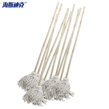 海斯迪克 HK-8027 棉线拖把白色(10把)传统老式墩布拖布 工厂吸水圆头木杆拖把
