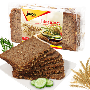 捷森jason 燕麦黑面包500g/袋 饼干蛋糕全麦早餐吐司 粗粮低脂无蔗糖食品健身代餐