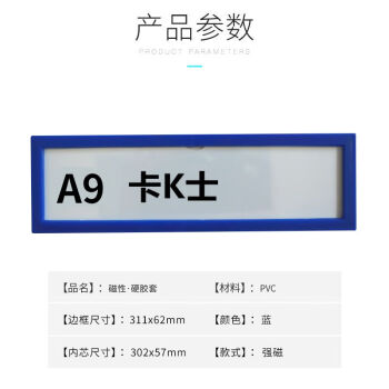 飞尔（FLYER） 塑料PVC硬卡套 透明文件保护套 标示卡软强磁片贴【A9蓝色 311x62mm】20个起批
