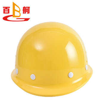 百舸 BAIGE ABS高强度安全帽工地工程建筑施工防砸透气劳保头盔 圆顶ABS透气黄色