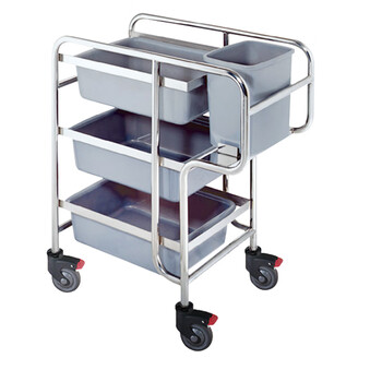 南 C-23 收碗碟车 镜钢 三层塑料收碗车 收餐车收碗碟车盆桶餐具收集车