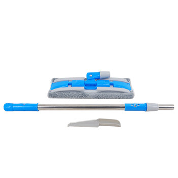 益美得 伸缩杆免手洗平板拖把夹布式地拖除尘推可替换布 夹布拖把+三块布+刮刀