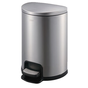 南 SJ20-D01 半圆形全钢脚踏桶  砂银 果皮桶  商用酒店宾馆客房不锈钢垃圾桶 容量20升