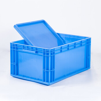 知旦 物流箱 外径:600*400*280mm物流运输箱零件盒搬运箱仓库整理箱物料箱 ZWL-600280P 蓝色平盖