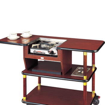 南 C-60 咖啡煮熟车 红木色 鲍鱼车 三层服务车五星级酒店用品手推车