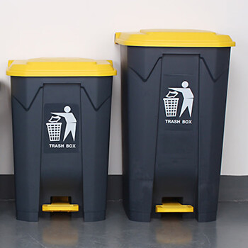 科力邦（Kelibang） 脚踏垃圾桶大号加厚87L户外环卫塑料垃圾桶带盖商用酒店办公分类垃圾桶翻盖KB1011 黄色