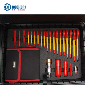 宝合(booher)111件套VDE绝缘拉杆箱综合工具组套0200404 铬钒钢