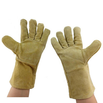 威仕盾（WESTUN）G-2118 35cm背加盖电焊手套 米黄色 L码 1副