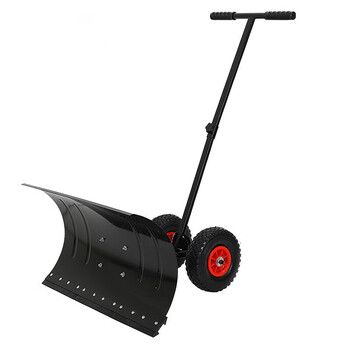 者也 手推式铲雪铲 轮式铲雪车铲雪板推雪板推雪铲扫雪抛雪机 小号单杆76*38*16CM 预售