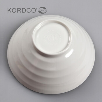 
                                        KORDCO密胺餐具日式味千拉面碗白色仿瓷大碗螺纹面碗家用汤碗商用过桥米线碗大号麻辣烫碗 米白色 8.75英寸22.5x8                