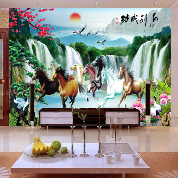 
                                        K-S十字绣八骏图马到成功客厅新款风景山水画精准印花2米3大幅满绣 3股绣 11CT棉线印花 绣布尺寸190X120                