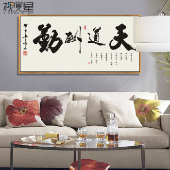 
                                                                                视觉星天道酬勤中国书法字画水墨国画山水画工笔画客厅玄关书房现代简约壁画床头挂画装饰画 天道酬勤 60cm*150cm香槟银色外框                