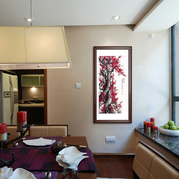 
                                        七彩亿丽 中式客厅壁画 装饰画 卧室有框画 餐厅挂画 玄关画竖版 国画 墙画静物梅花G27 单幅价格 70*140(挂书房)                