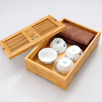 茗匠 小箱式储水茶盘  孟宗竹制茶盘 茶台茶海 功夫茶具 大中小号 大号