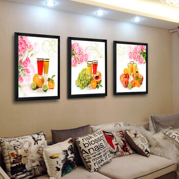满钻成品钻石画水晶方钻钻石绣5D客厅贴钻卧室三联画餐厅缤纷水果 (自己贴)方钻满钻 140*52厘米(三联)