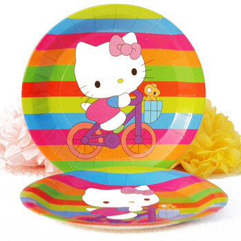 孩派HighParty/生日派对用品/Hello Kitty纸盘6个/包