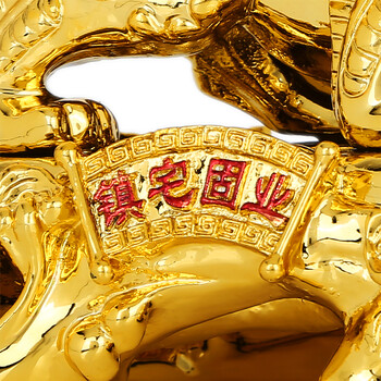 吉善缘 招财貔貅摆件工艺品开业礼品2628 大号镀金色一对
