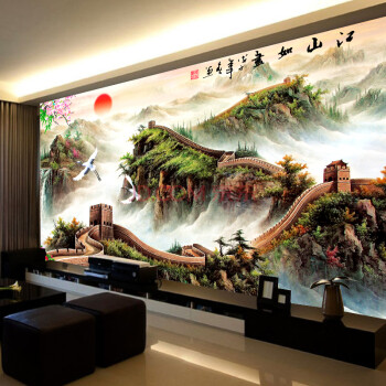 
                                        卡蒂奇 十字绣客厅新款风景大画万里长城江山如画客厅大画 大格满绣棉线 240*140CM四股绣                