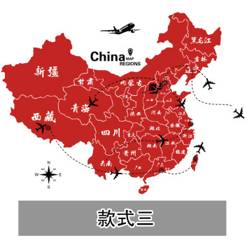 红色中国地图 黑色航线 大