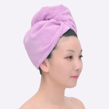 一帆 超细纤维超强吸水浴帽干发巾长短绒干发帽  紫色