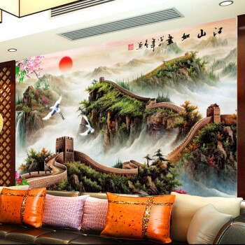 
                                        卡蒂奇 十字绣客厅新款风景大画万里长城江山如画客厅大画 大格满绣棉线 240*140CM四股绣                