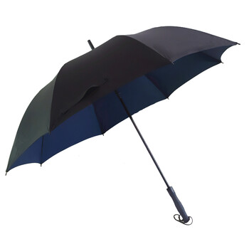 
                                        伞伞发光雨伞 防暴雨直杆男士商务晴雨伞 双层遮阳伞防紫外线太阳伞高尔夫伞 可定制广告伞 蓝色双层直杆                