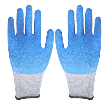 星宇XINGYU劳保L218 蓝乳胶耐磨防滑防割透气浸胶防护玻璃机械工地防护手套企业专享12副 灰纱蓝 L码