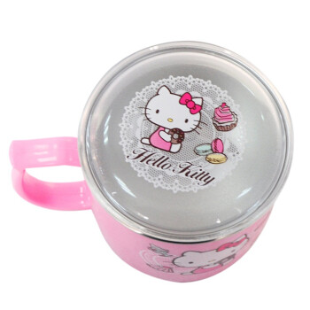 乐扣乐扣 Hello Kitty 不锈钢儿童卡通水杯 带盖隔热杯子 LKT483 粉色 210ml